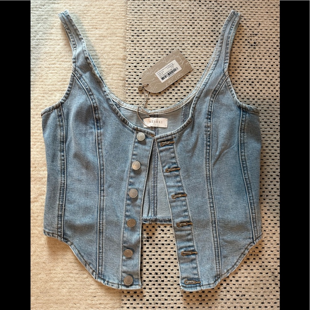Meshki denim corset top